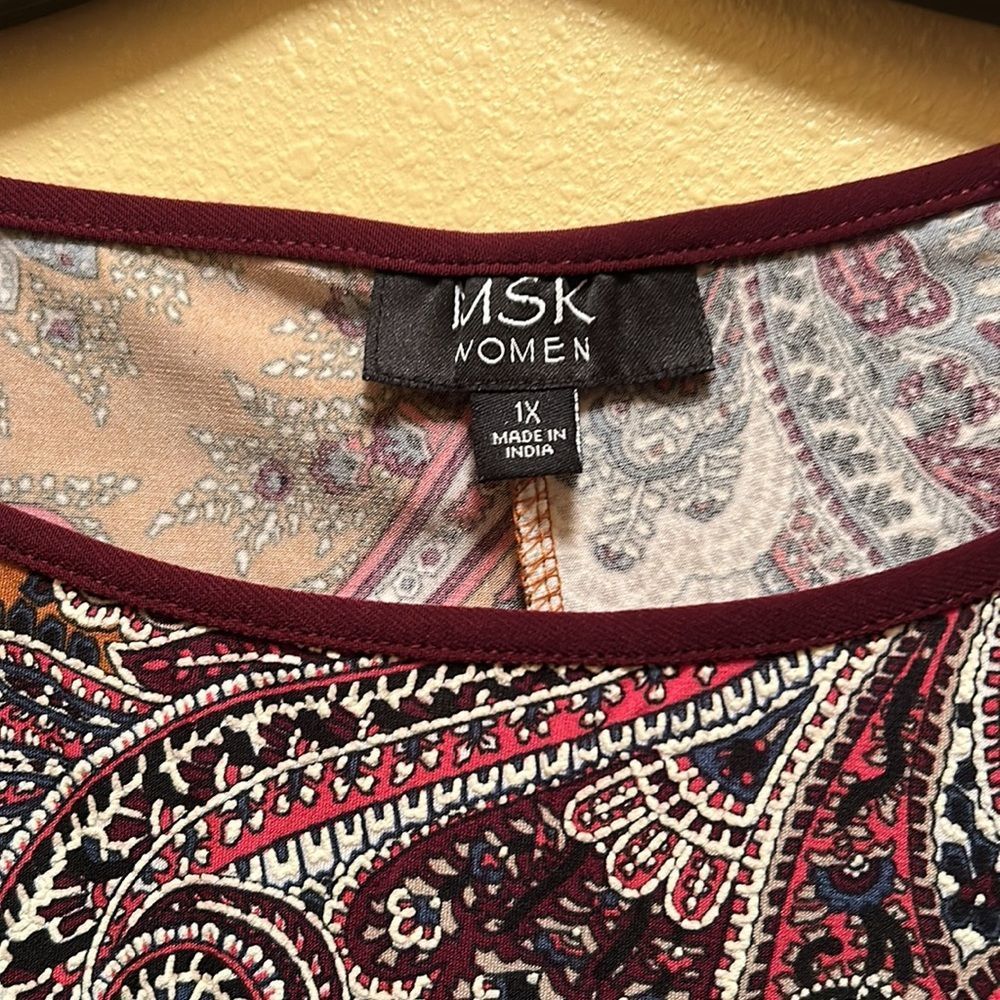 MSK Paisley Bell sleeve top: EUC - Picture 3 of 8